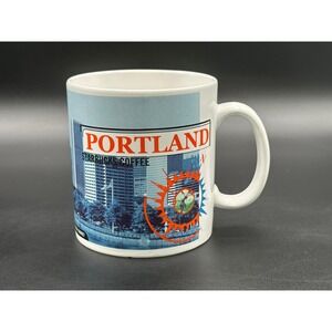 Vintage 1999 Starbucks Portland City Mug 16oz Skyline Mount Hood Collector Cup